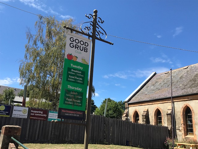 The Good Grub Club sign outside the Daylesford Neighbourhood Centre